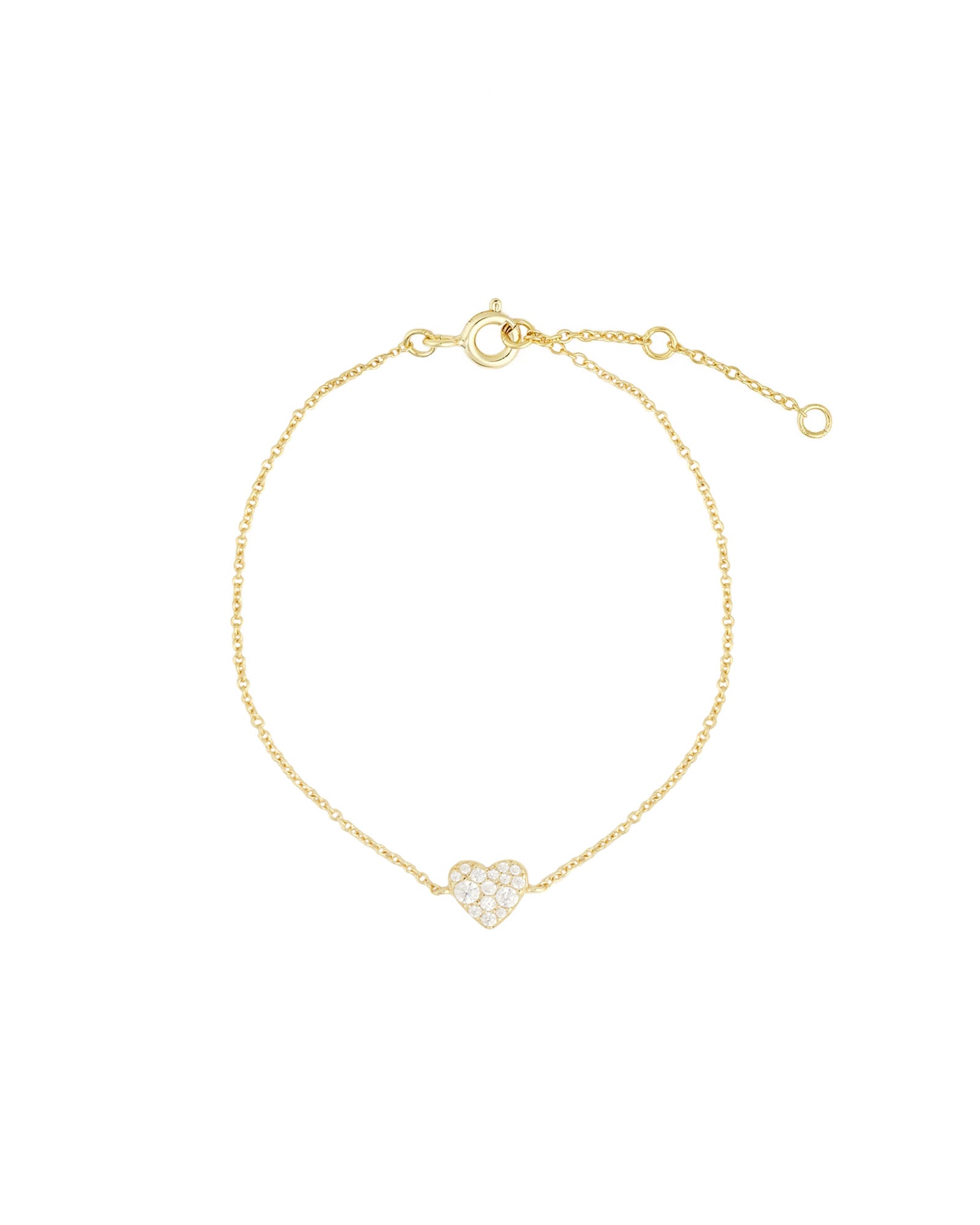 Quiet Icon-Heart Pavé Chain Bracelet-Bracelets-14k Gold Vermeil, Cubic Zirconia-Blue Ruby Jewellery-Vancouver Canada