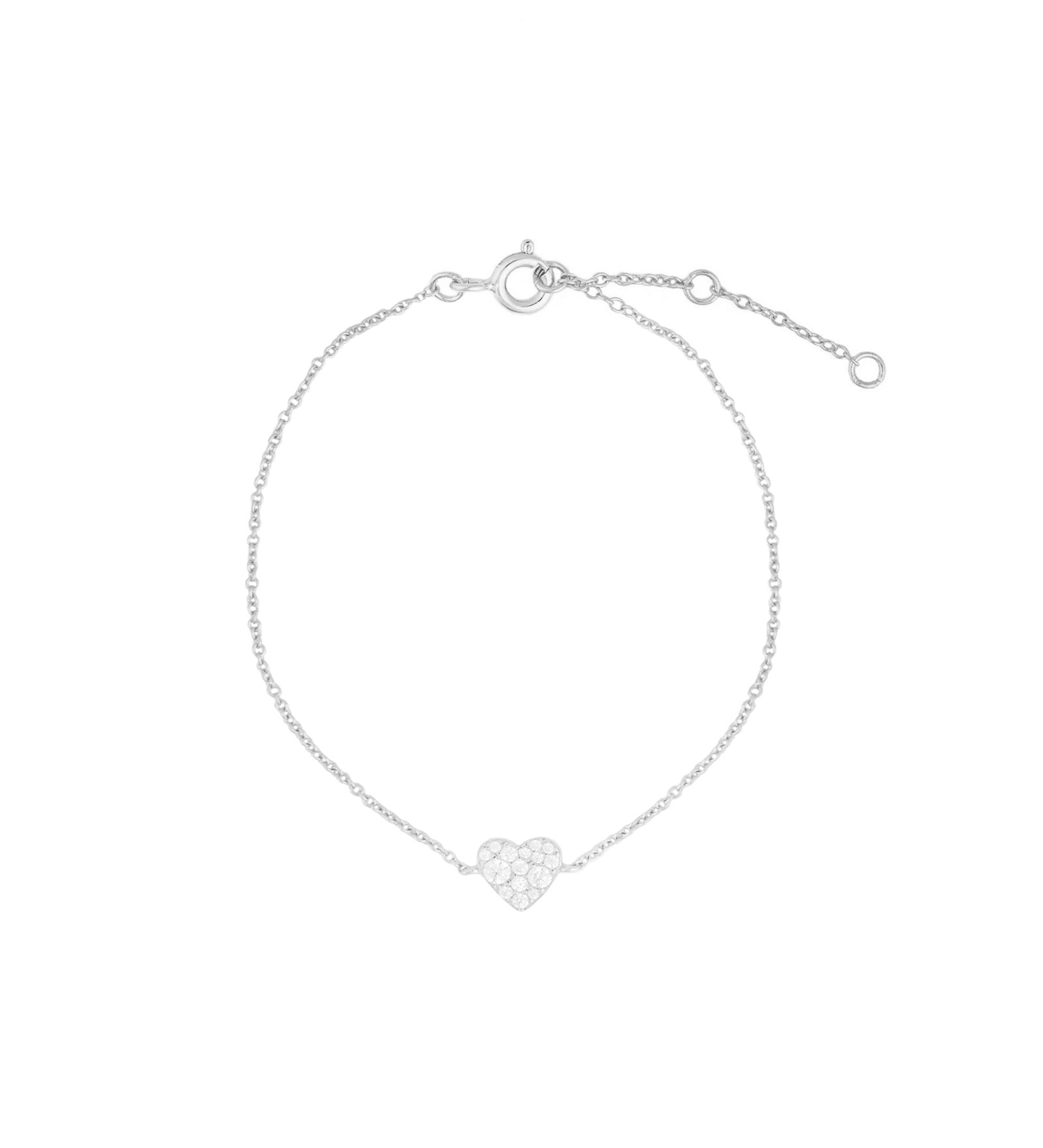 Quiet Icon-Heart Pavé Chain Bracelet-Bracelets-Rhodium Plated Sterling Silver, Cubic Zirconia-Blue Ruby Jewellery-Vancouver Canada