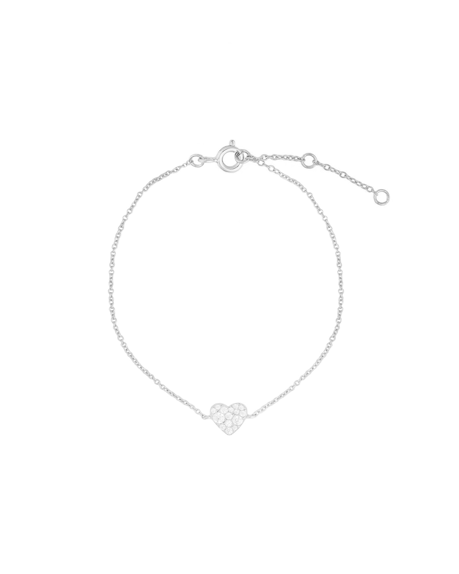 Quiet Icon-Heart Pavé Chain Bracelet-Bracelets-Rhodium Plated Sterling Silver, Cubic Zirconia-Blue Ruby Jewellery-Vancouver Canada
