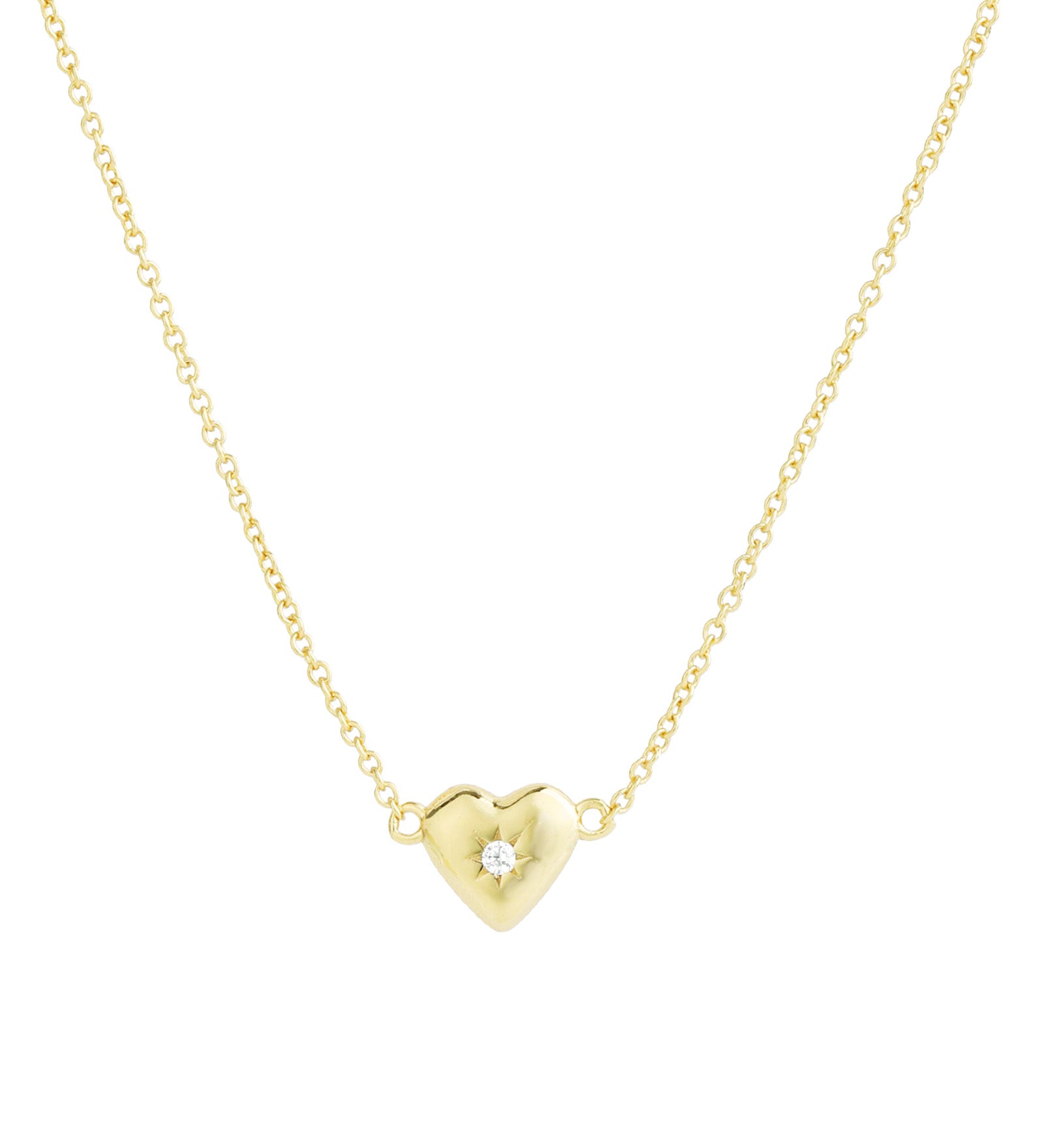 Quiet Icon-Heart Starburst CZ Necklace-Necklaces-14k Gold Vermeil, Cubic Zirconia-Blue Ruby Jewellery-Vancouver Canada