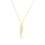 Quiet Icon-Fish CZ Necklace-Necklaces-14k Gold Vermeil, Cubic Zirconia-Blue Ruby Jewellery-Vancouver Canada