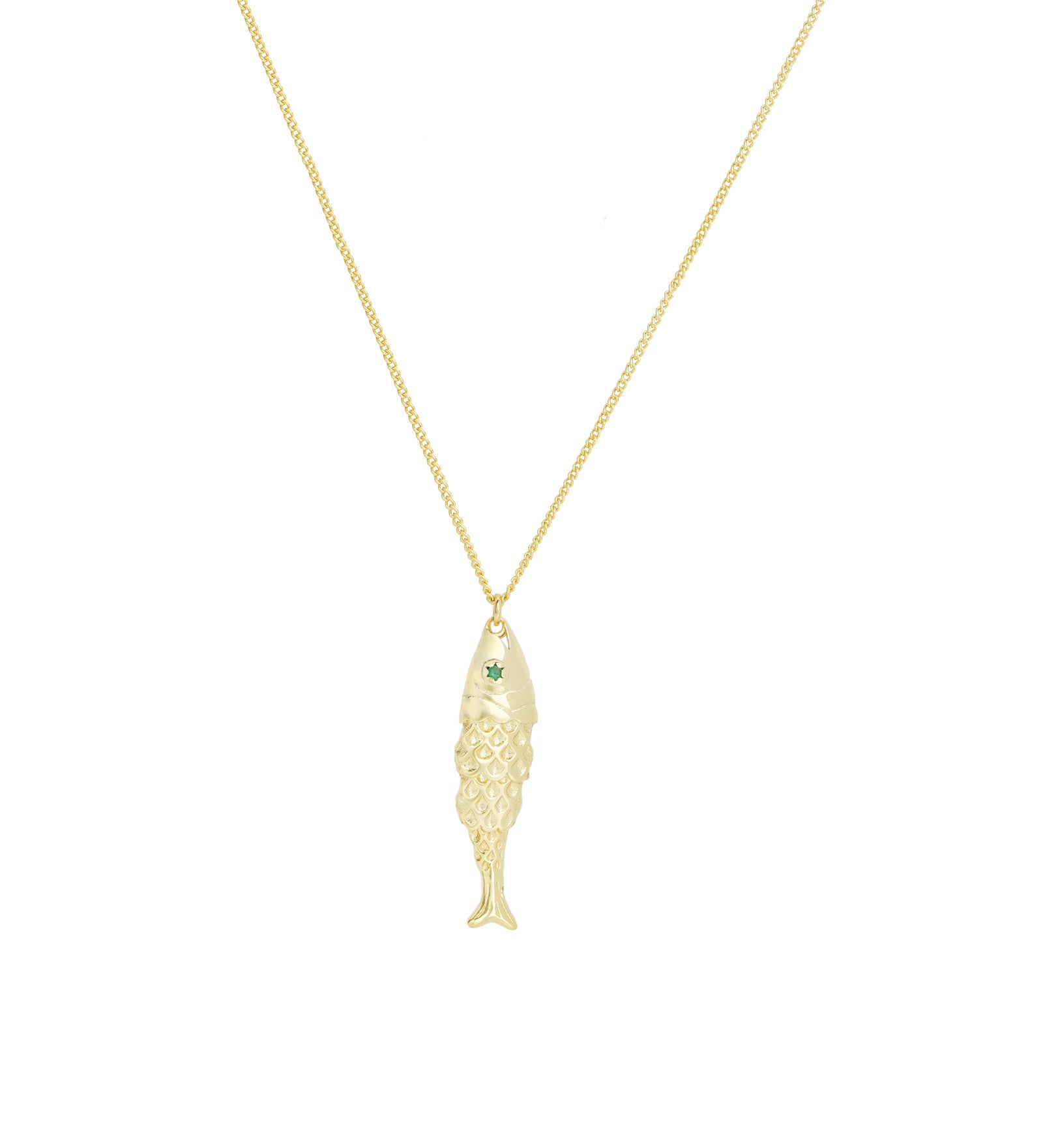 Quiet Icon-Fish CZ Necklace-Necklaces-14k Gold Vermeil, Cubic Zirconia-Blue Ruby Jewellery-Vancouver Canada