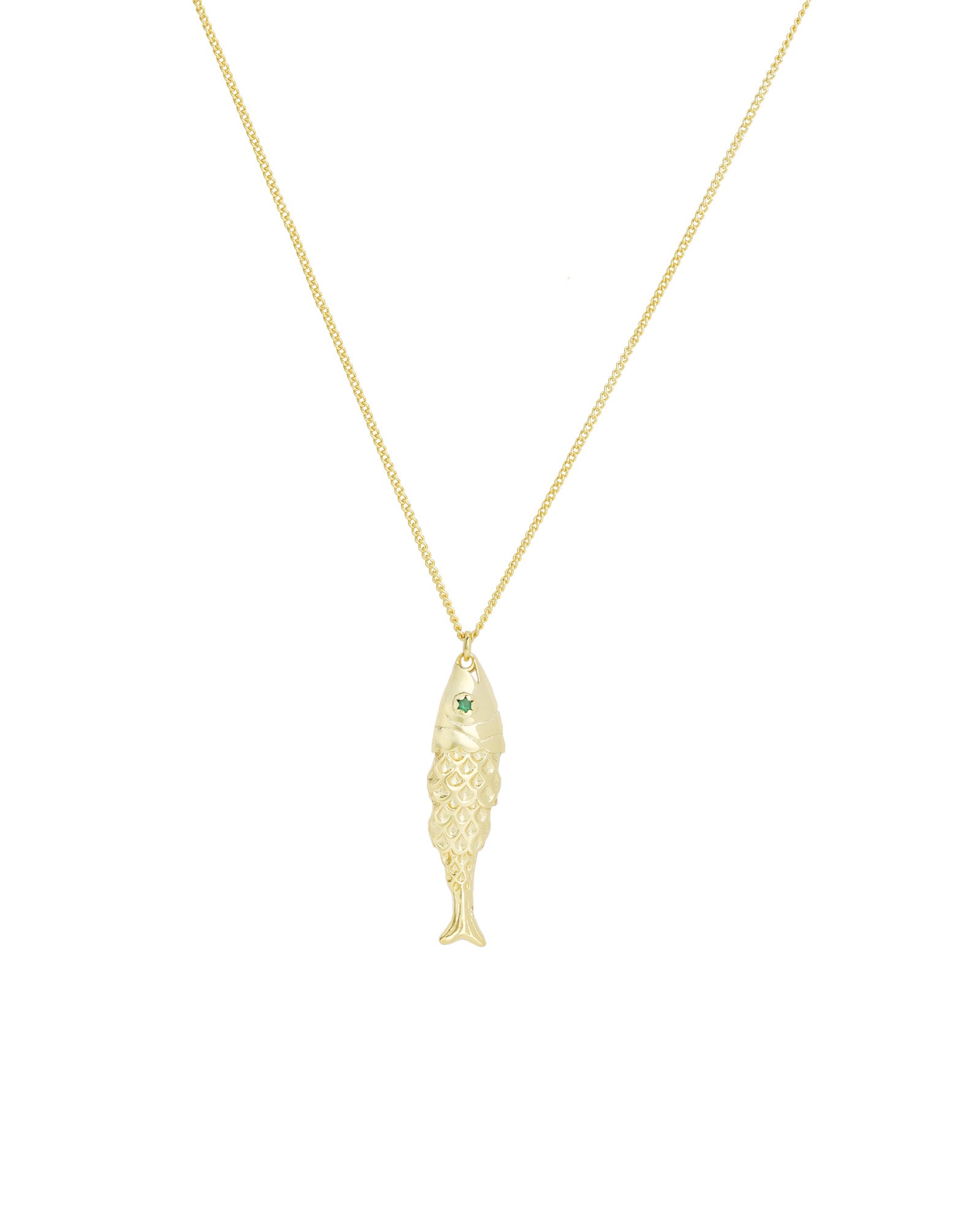 Quiet Icon-Fish CZ Necklace-Necklaces-14k Gold Vermeil, Cubic Zirconia-Blue Ruby Jewellery-Vancouver Canada