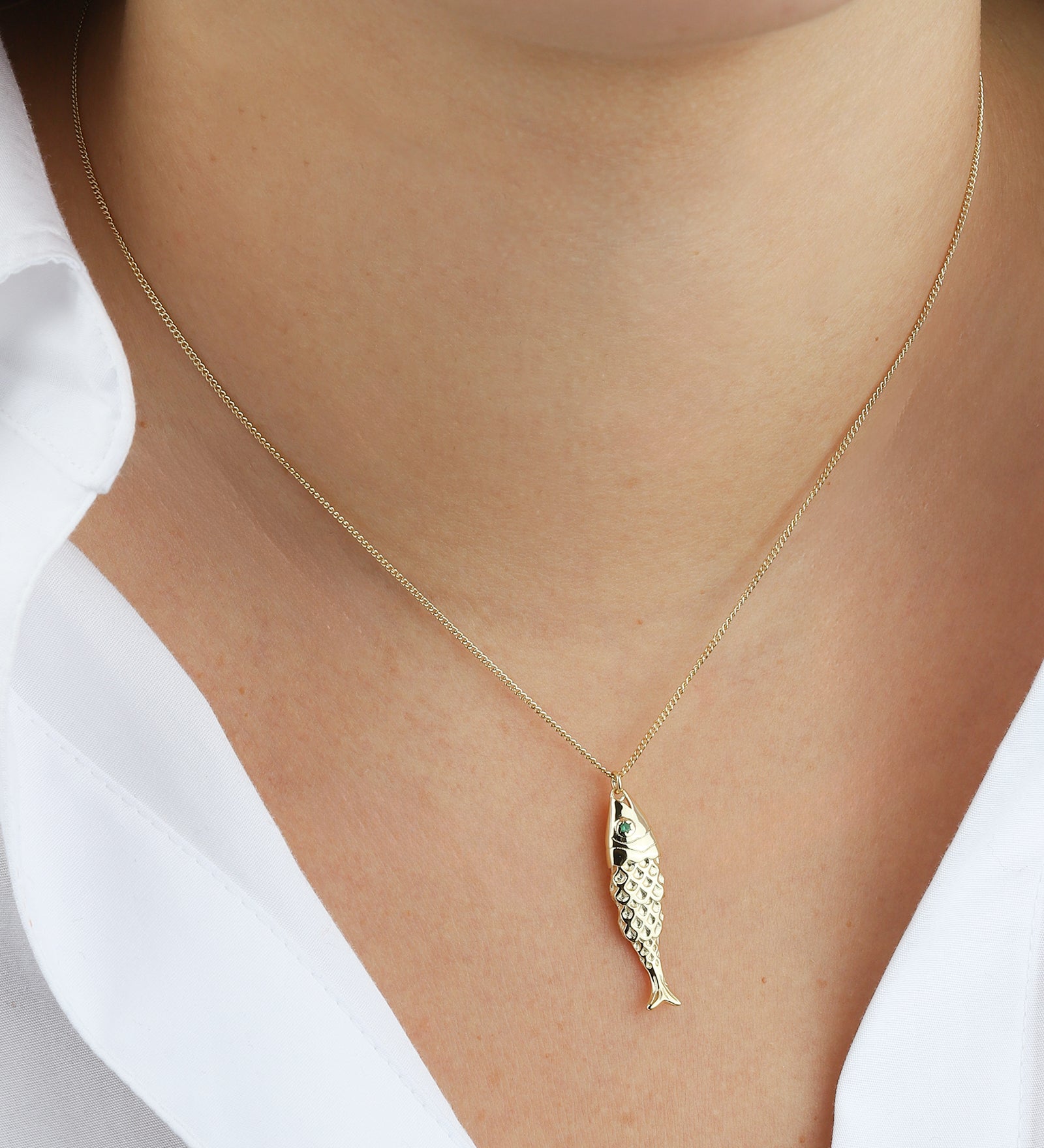 Quiet Icon-Fish CZ Necklace-Necklaces-Blue Ruby Jewellery-Vancouver Canada