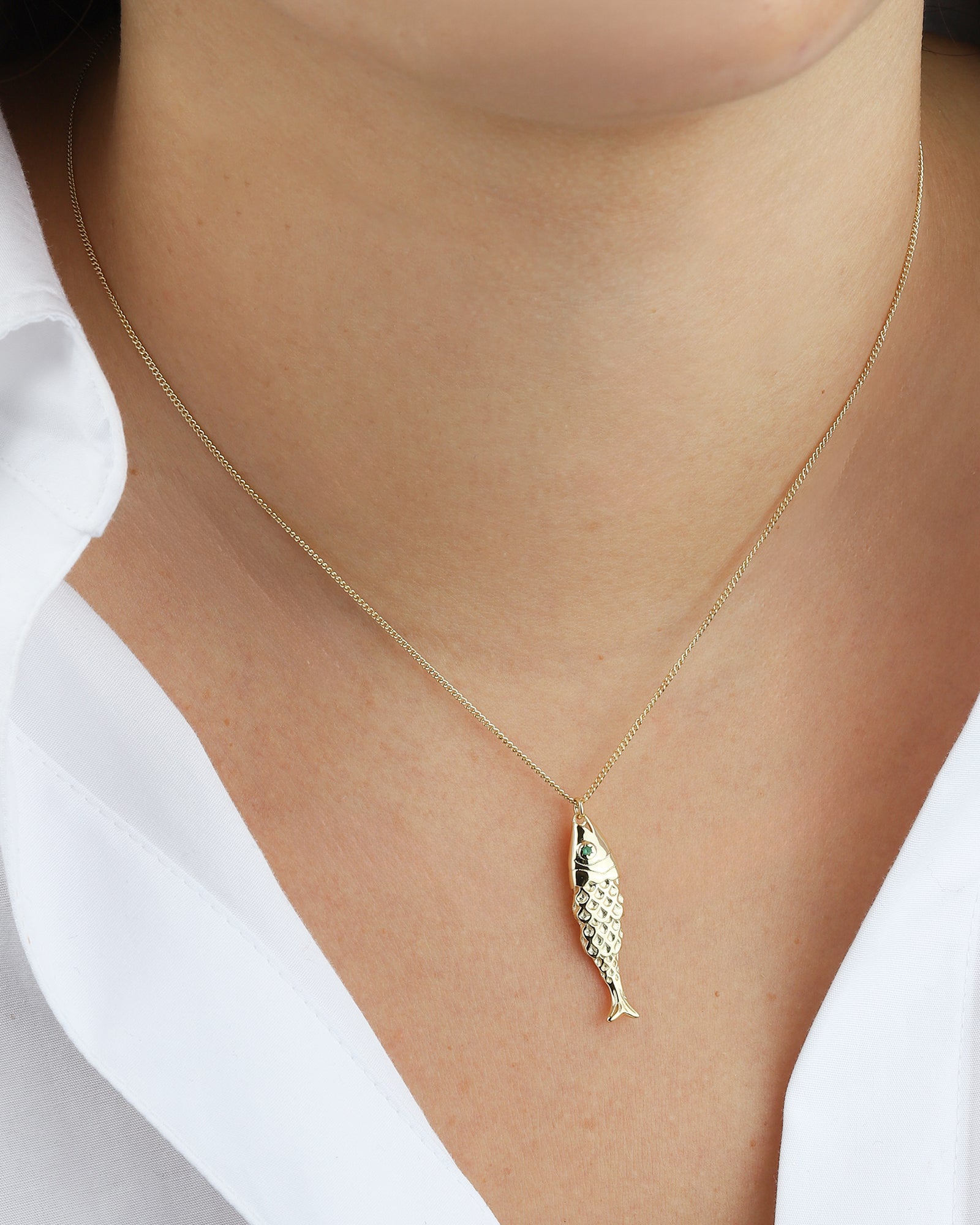 Quiet Icon-Fish CZ Necklace-Necklaces-Blue Ruby Jewellery-Vancouver Canada