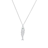 Quiet Icon-Fish CZ Necklace-Necklaces-Rhodium Plated Sterling Silver, Cubic Zirconia-Blue Ruby Jewellery-Vancouver Canada