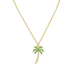 Quiet Icon-Palm Tree Pavé Necklace-Necklaces-14k Gold Vermeil, Cubic Zirconia-Blue Ruby Jewellery-Vancouver Canada