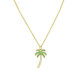 Quiet Icon-Palm Tree Pavé Necklace-Necklaces-14k Gold Vermeil, Cubic Zirconia-Blue Ruby Jewellery-Vancouver Canada