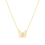 Quiet Icon-Pearl Butterfly Necklace-Necklaces-14k Gold Vermeil, Cubic Zirconia, Mother of Pearl-Blue Ruby Jewellery-Vancouver Canada