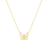 Quiet Icon-Pearl Butterfly Necklace-Necklaces-14k Gold Vermeil, Cubic Zirconia, Mother of Pearl-Blue Ruby Jewellery-Vancouver Canada