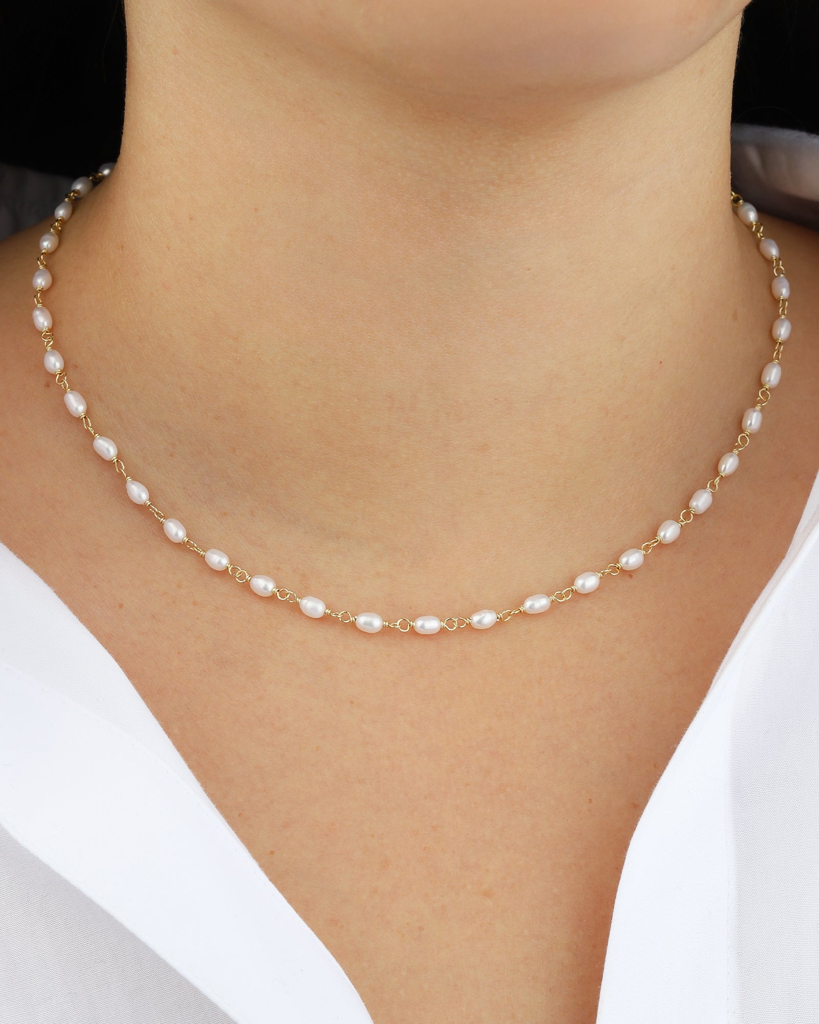 Quiet Icon-Oval Pearl Link Necklace-Necklaces-Blue Ruby Jewellery-Vancouver Canada