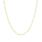 Quiet Icon-Oval Pearl Link Necklace-Necklaces-14k Gold Vermeil, White Pearl-Blue Ruby Jewellery-Vancouver Canada