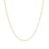 Quiet Icon-Oval Pearl Link Necklace-Necklaces-14k Gold Vermeil, White Pearl-Blue Ruby Jewellery-Vancouver Canada
