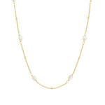 Quiet Icon-Oval Pearl Station Necklace-Necklaces-14k Gold Vermeil, White Pearl-Blue Ruby Jewellery-Vancouver Canada