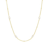 Quiet Icon-Oval Pearl Station Necklace-Necklaces-14k Gold Vermeil, White Pearl-Blue Ruby Jewellery-Vancouver Canada