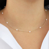 Quiet Icon-Oval Pearl Station Necklace-Necklaces-Blue Ruby Jewellery-Vancouver Canada