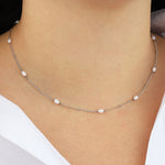 Quiet Icon-Oval Pearl Station Necklace-Necklaces-Blue Ruby Jewellery-Vancouver Canada