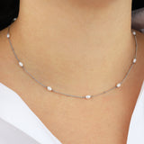 Quiet Icon-Oval Pearl Station Necklace-Necklaces-Blue Ruby Jewellery-Vancouver Canada