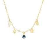 Quiet Icon-Multi Charm Necklace-Necklaces-14k Gold Vermeil, Cubic Zirconia, Mother of Pearl-Blue Ruby Jewellery-Vancouver Canada
