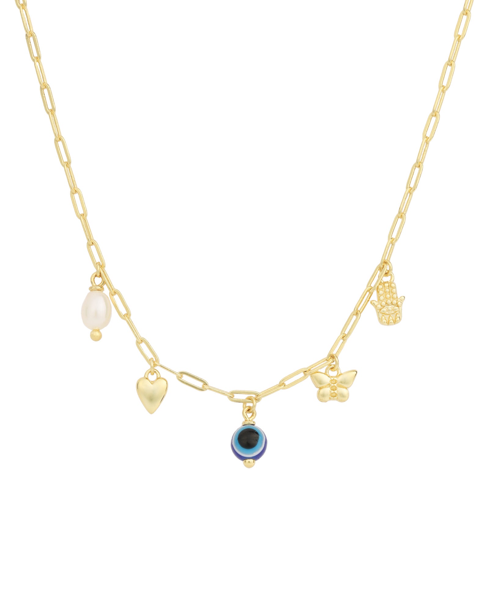 Quiet Icon-Multi Charm Necklace-Necklaces-14k Gold Vermeil, Cubic Zirconia, Mother of Pearl-Blue Ruby Jewellery-Vancouver Canada