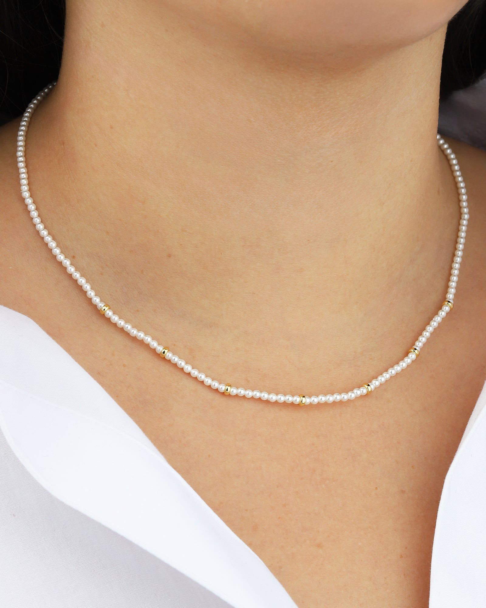 Quiet Icon-Pearl Rondelle Necklace-Necklaces-Blue Ruby Jewellery-Vancouver Canada
