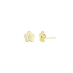 Quiet Icon-Round Flower Petal Stud-Earrings-14k Gold Vermeil, Cubic Zirconia-Blue Ruby Jewellery-Vancouver Canada
