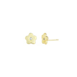 Quiet Icon-Round Flower Petal Stud-Earrings-14k Gold Vermeil, Cubic Zirconia-Blue Ruby Jewellery-Vancouver Canada