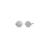 Quiet Icon-Shell Stud-Earrings-Rhodium Plated Sterling Silver-Blue Ruby Jewellery-Vancouver Canada