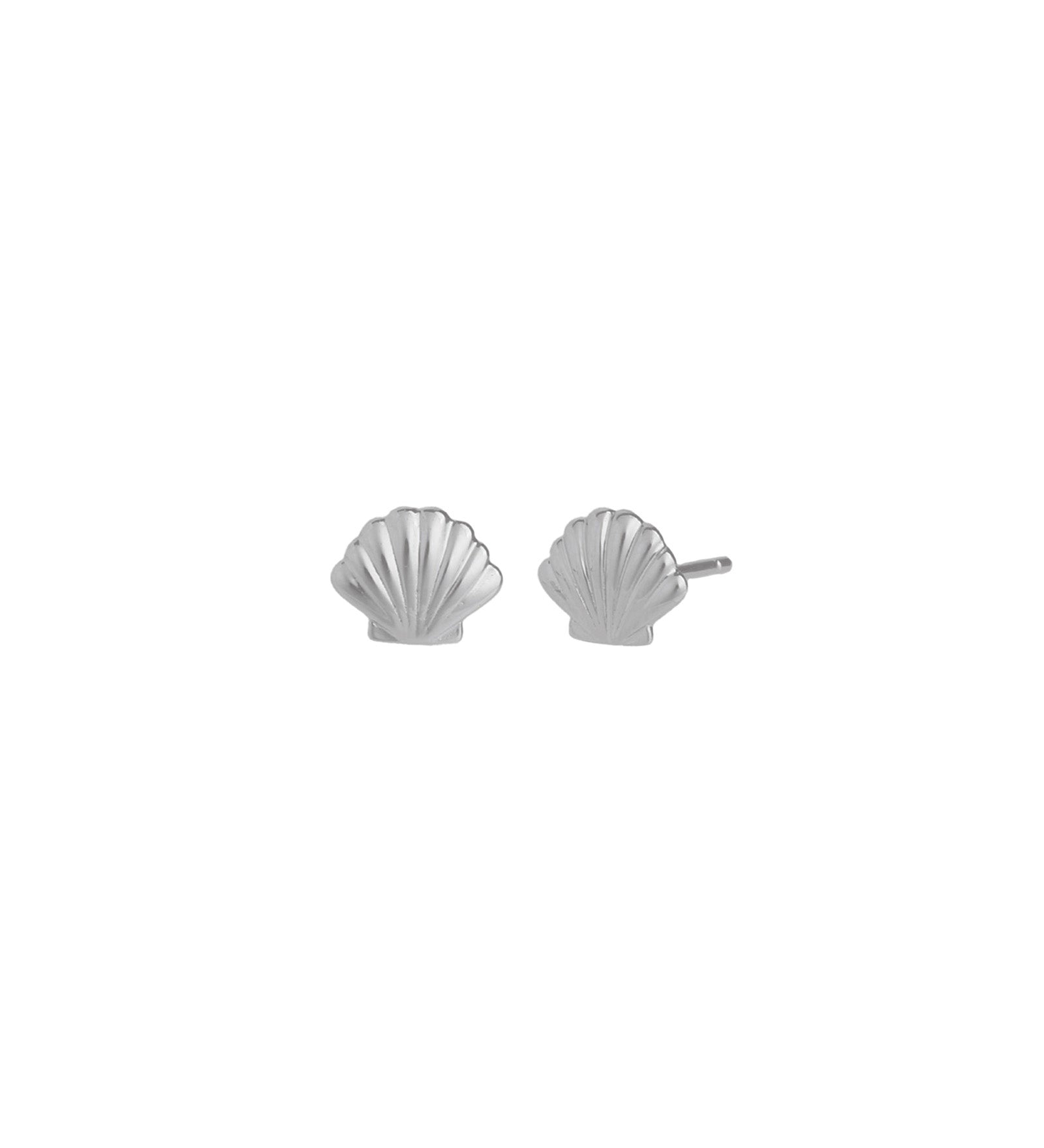 Quiet Icon-Shell Stud-Earrings-Rhodium Plated Sterling Silver-Blue Ruby Jewellery-Vancouver Canada