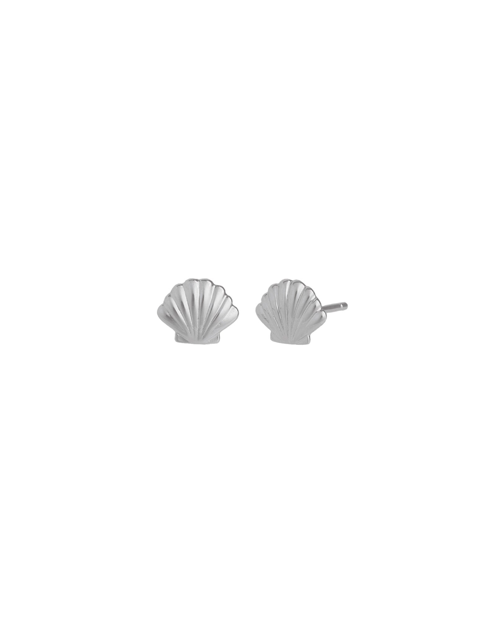 Quiet Icon-Shell Stud-Earrings-Rhodium Plated Sterling Silver-Blue Ruby Jewellery-Vancouver Canada