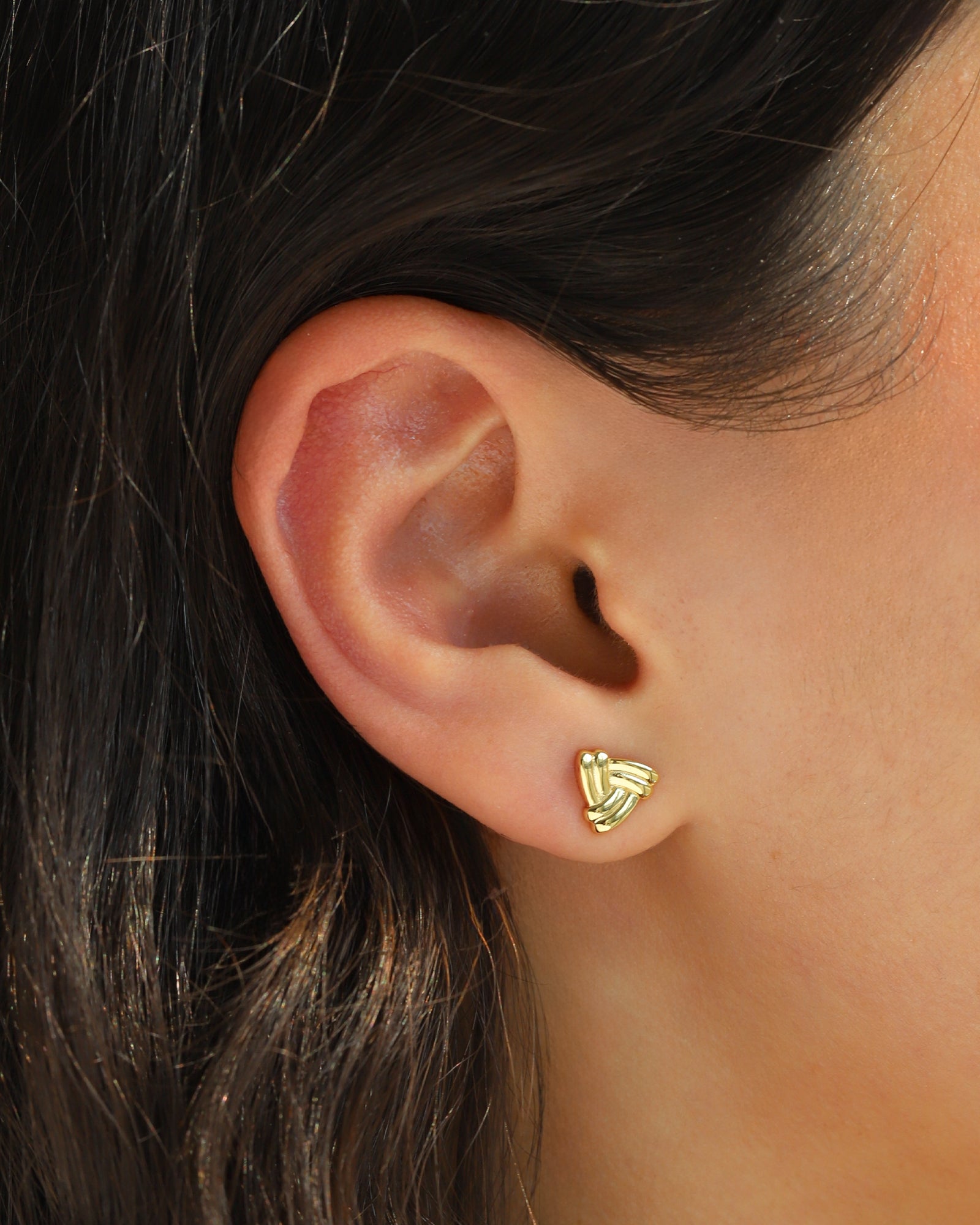 Quiet Icon-Triangle Knot Stud-Earrings-Blue Ruby Jewellery-Vancouver Canada
