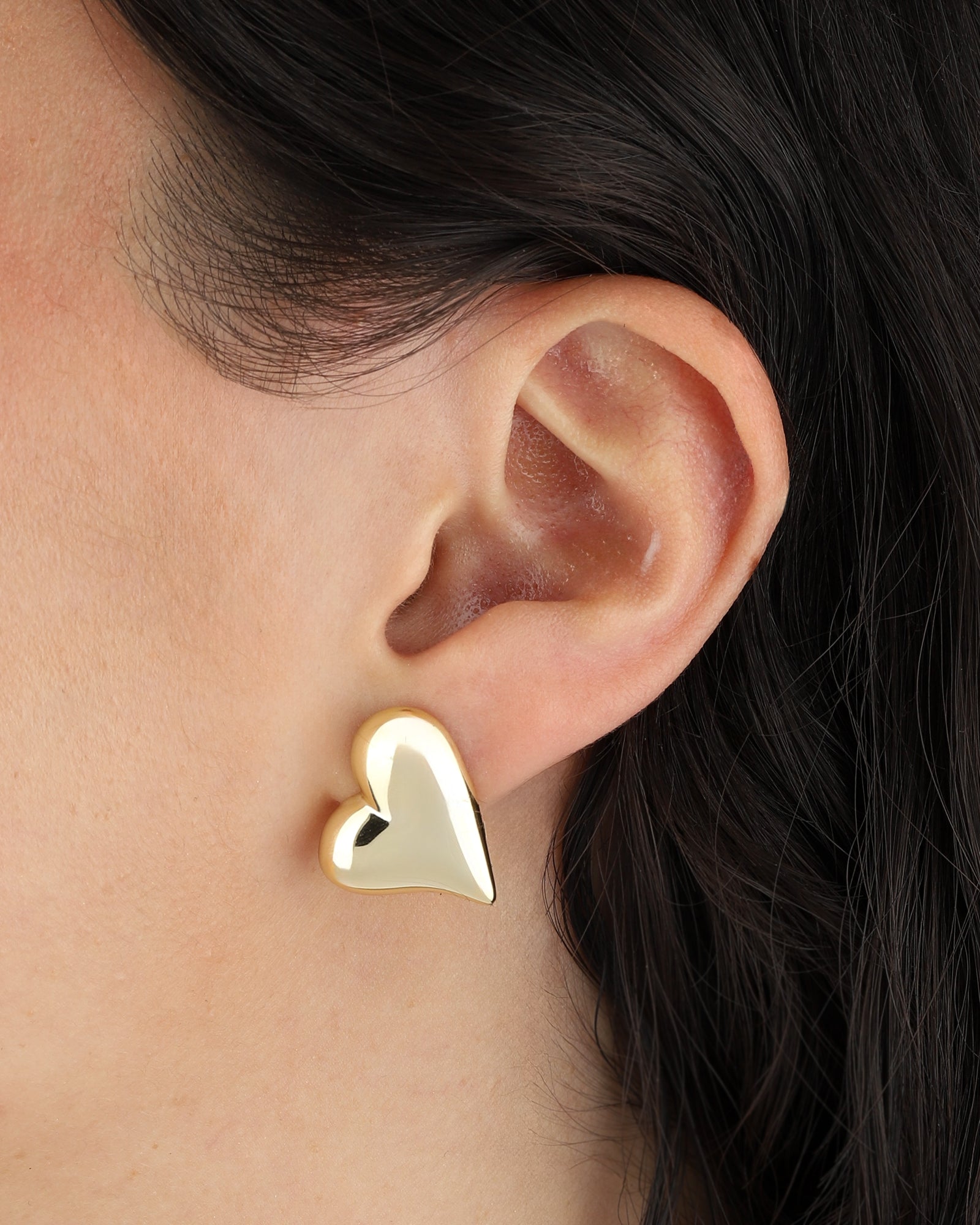 Quiet Icon-Bold Puffy Heart Stud-Earrings-Blue Ruby Jewellery-Vancouver Canada