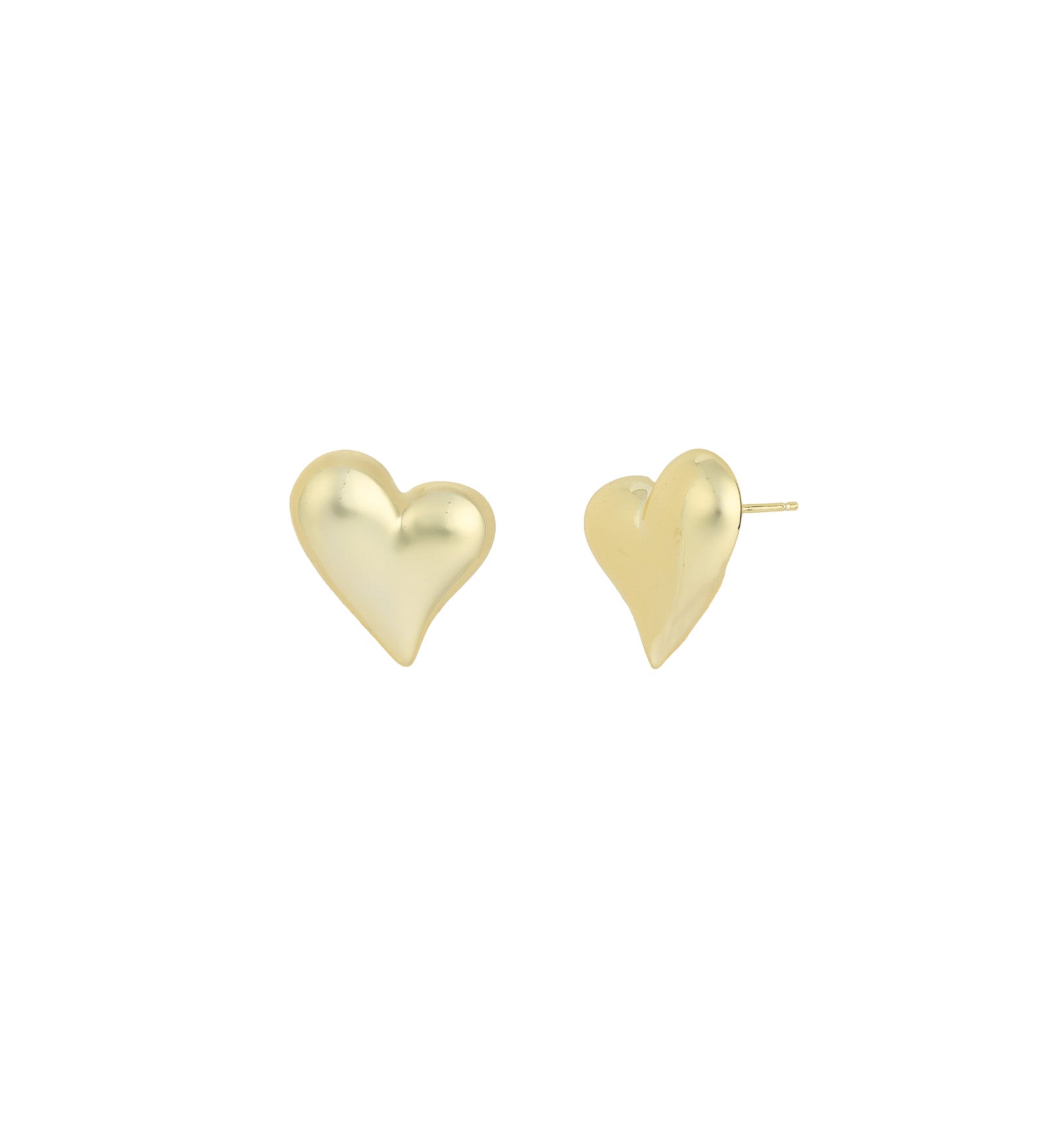 Quiet Icon-Bold Puffy Heart Stud-Earrings-14k Gold Vermeil-Blue Ruby Jewellery-Vancouver Canada