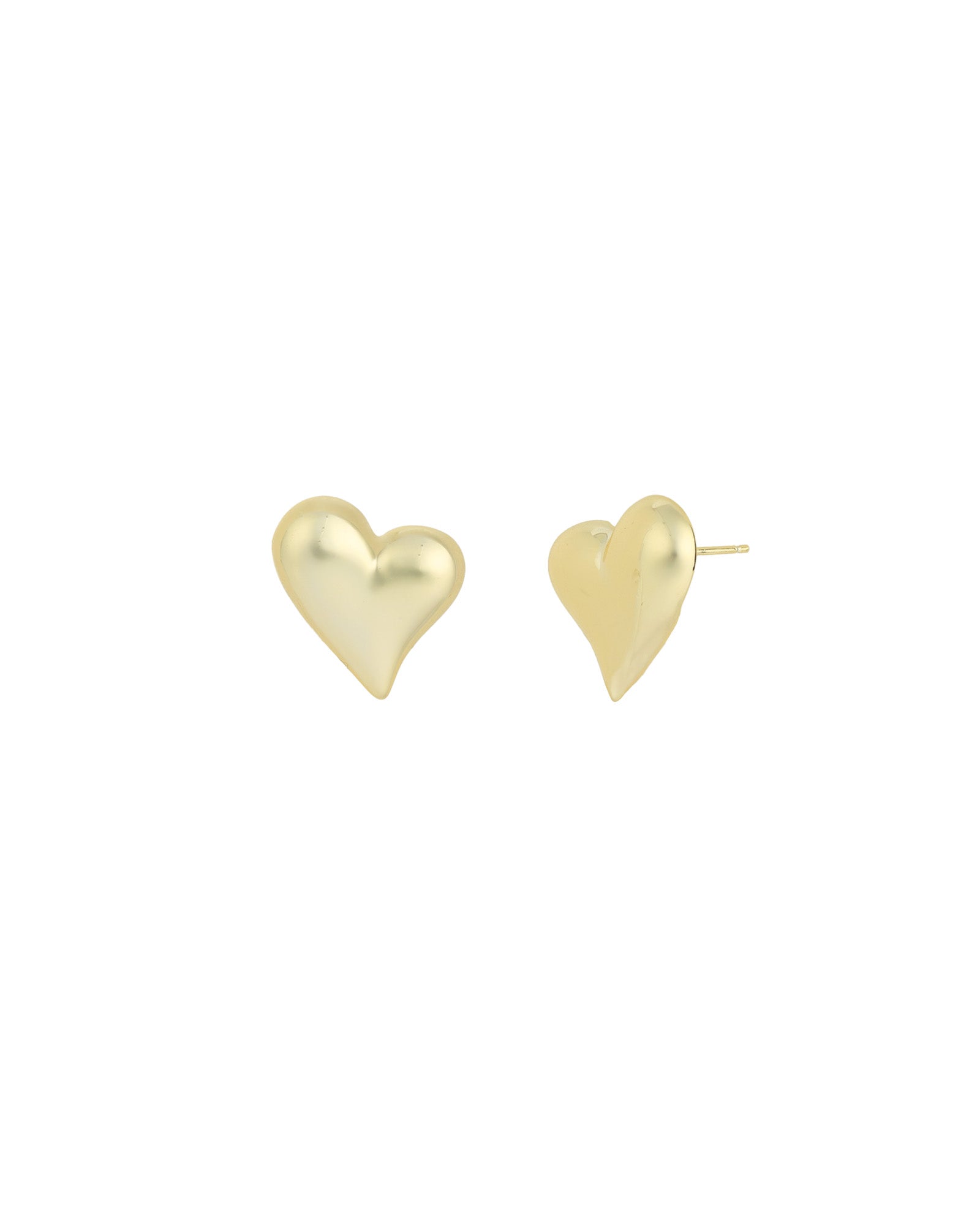 Quiet Icon-Bold Puffy Heart Stud-Earrings-14k Gold Vermeil-Blue Ruby Jewellery-Vancouver Canada
