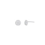 Quiet Icon-Sand Dollar Stud-Earrings-Rhodium Plated Sterling Silver-Blue Ruby Jewellery-Vancouver Canada