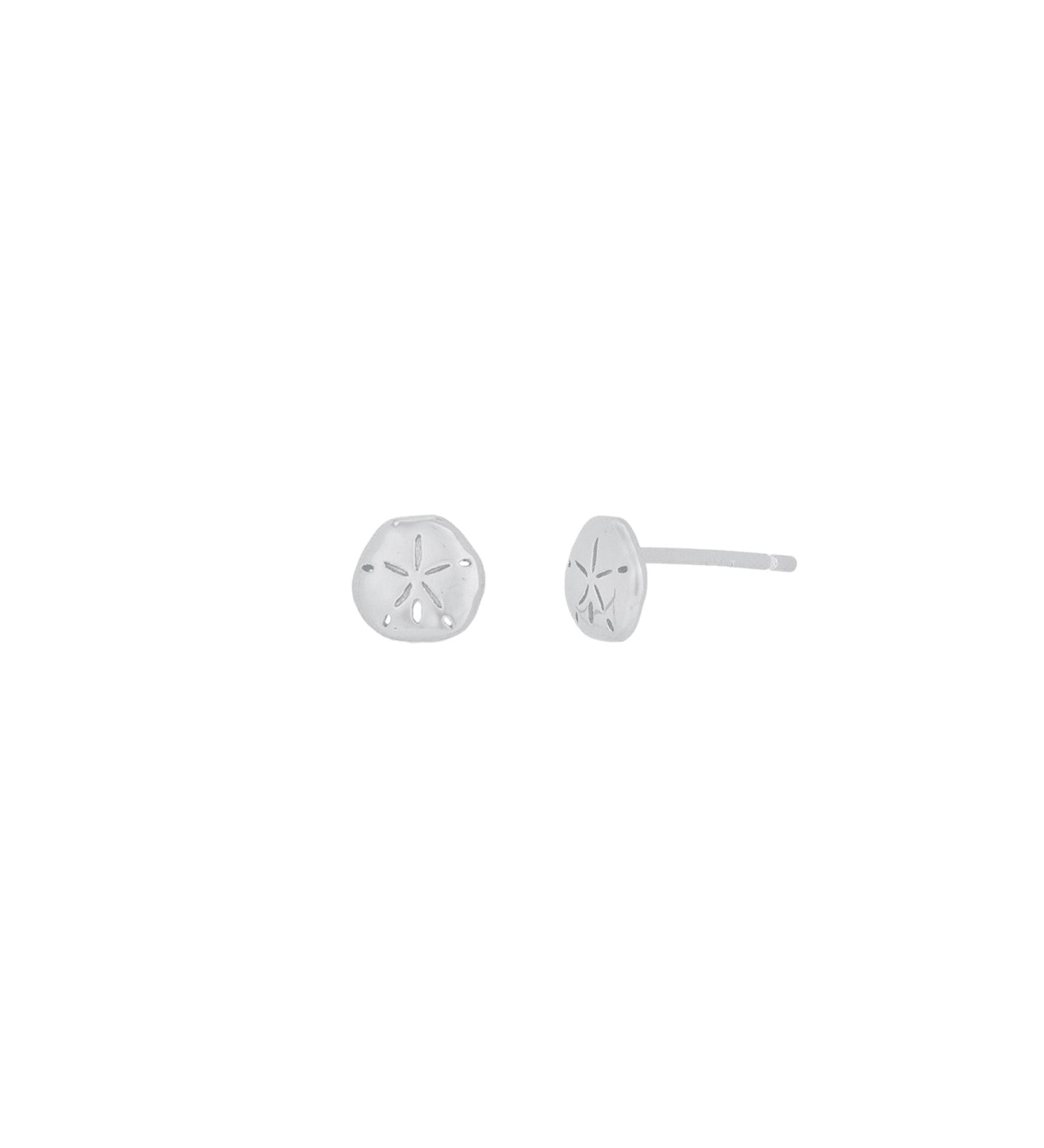 Quiet Icon-Sand Dollar Stud-Earrings-Rhodium Plated Sterling Silver-Blue Ruby Jewellery-Vancouver Canada