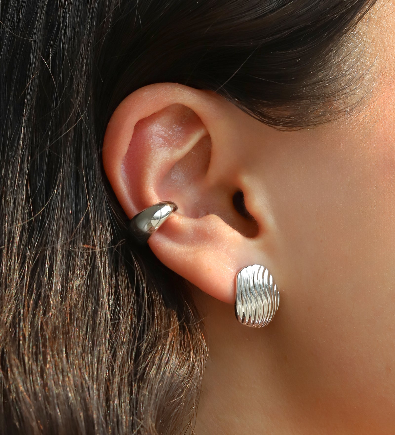 Quiet Icon-Chunky Dome Ear Cuff-Earrings-Blue Ruby Jewellery-Vancouver Canada