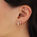 Quiet Icon-CZ Line Huggie-Earrings-Blue Ruby Jewellery-Vancouver Canada