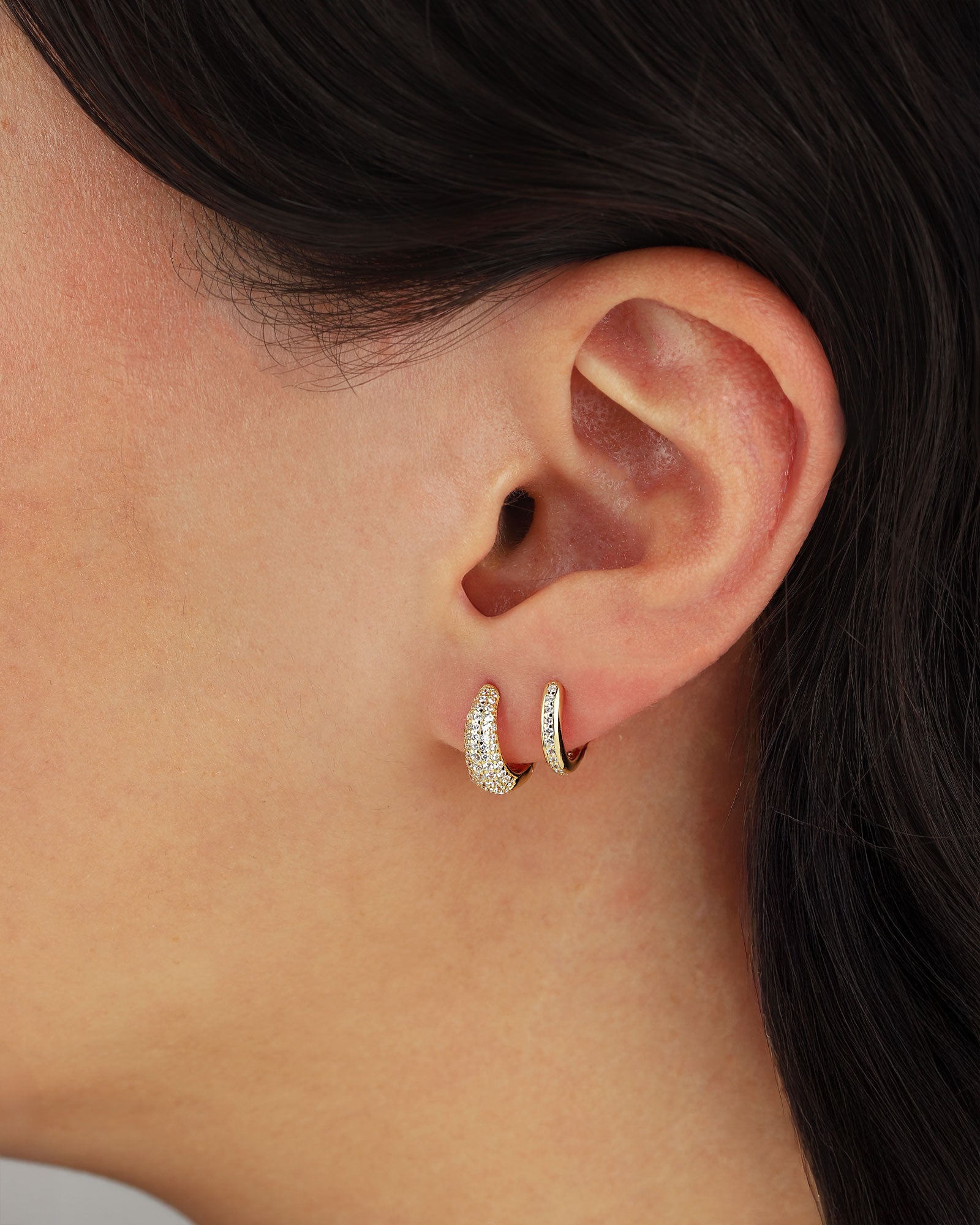 Quiet Icon-CZ Line Huggie-Earrings-Blue Ruby Jewellery-Vancouver Canada