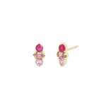 Quiet Icon-Center Marquise Studs-Earrings-14k Gold Vermeil, Pink Sapphire-Blue Ruby Jewellery-Vancouver Canada