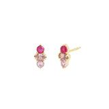 Quiet Icon-Center Marquise Studs-Earrings-14k Gold Vermeil, Pink Sapphire-Blue Ruby Jewellery-Vancouver Canada