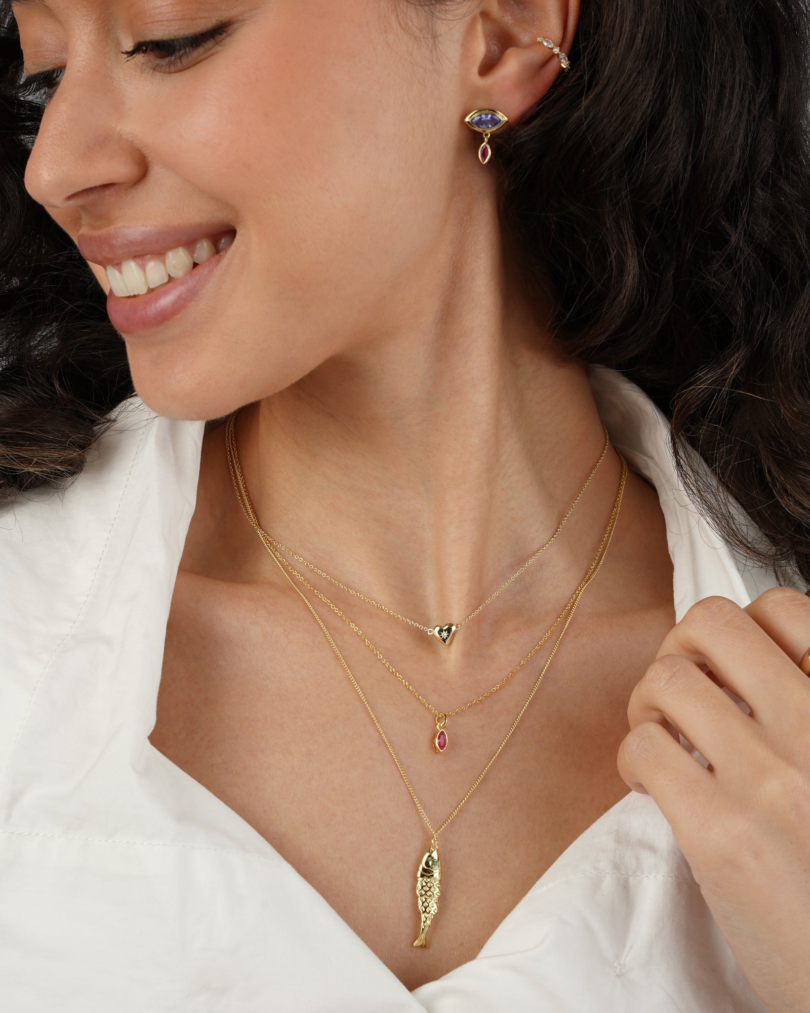 Quiet Icon-Evil Eye Marquise Drop Studs-Earrings-Blue Ruby Jewellery-Vancouver Canada