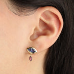 Quiet Icon-Evil Eye Marquise Drop Studs-Earrings-Blue Ruby Jewellery-Vancouver Canada