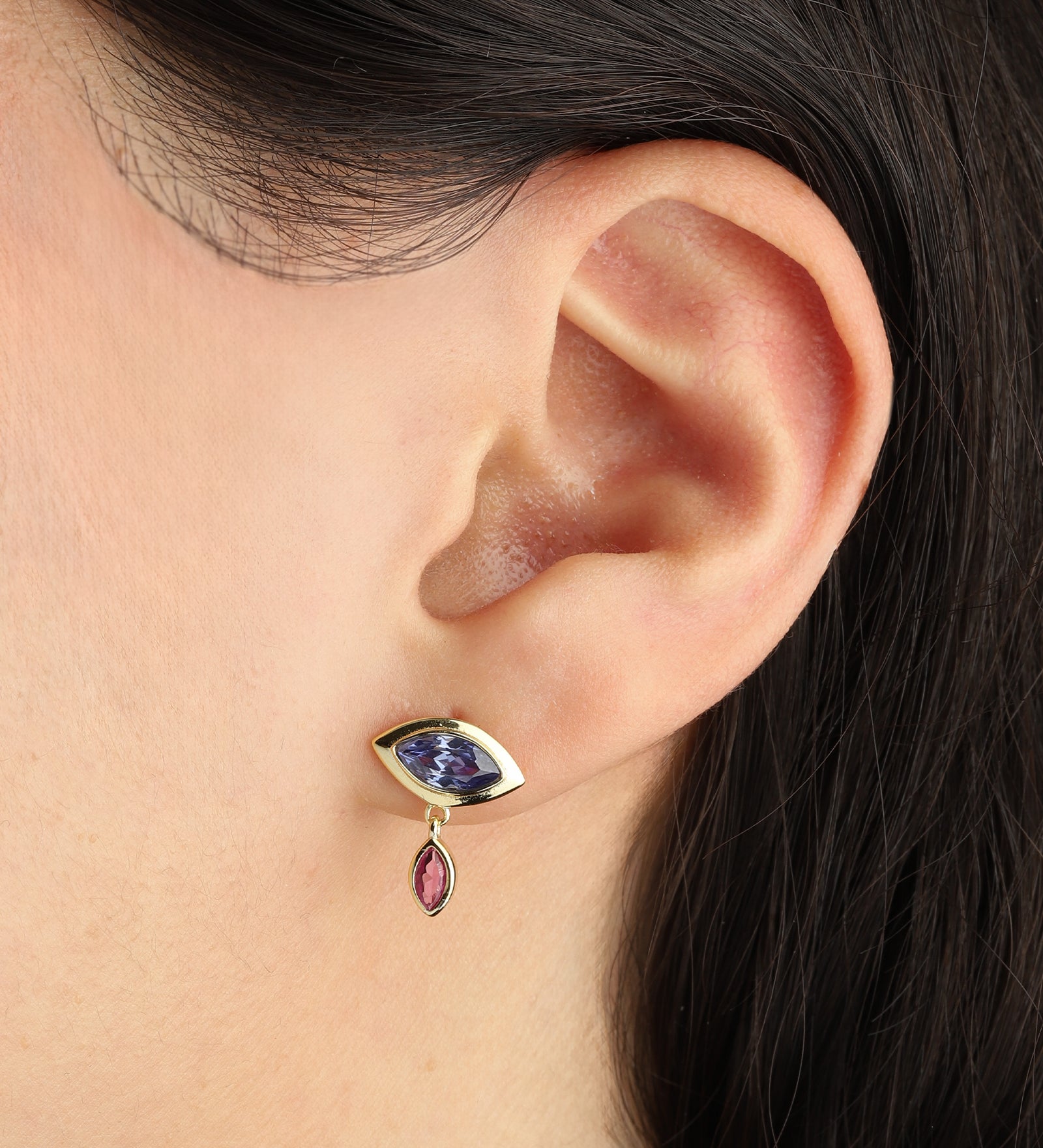 Quiet Icon-Evil Eye Marquise Drop Studs-Earrings-Blue Ruby Jewellery-Vancouver Canada