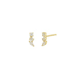 Quiet Icon-Three Mix Shape CZ Stud-Earrings-14k Gold Vermeil, Cubic Zirconia-Blue Ruby Jewellery-Vancouver Canada