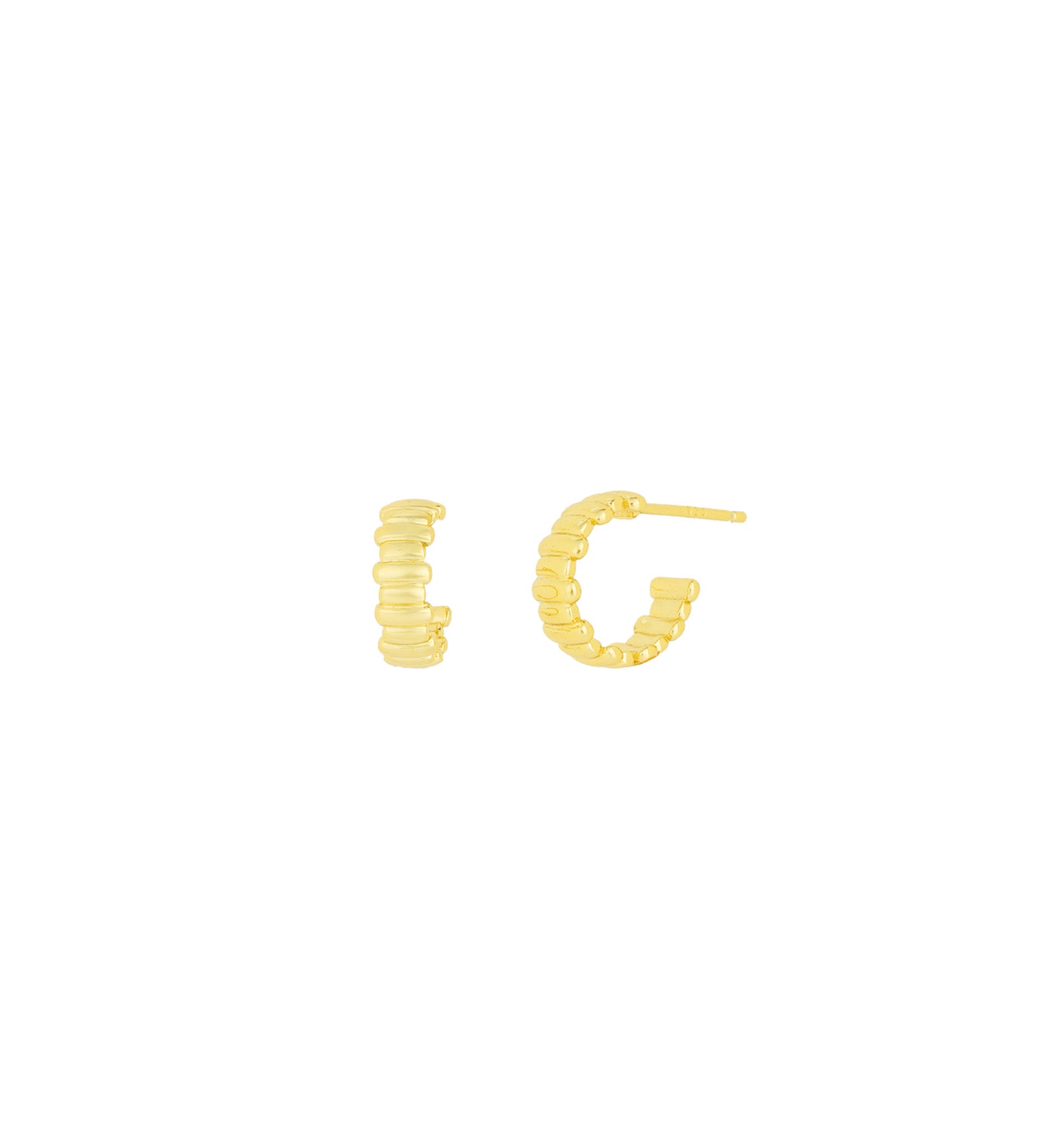 Quiet Icon-Mixed East-West Tube Hoop-Earrings-14k Gold Vermeil-Blue Ruby Jewellery-Vancouver Canada
