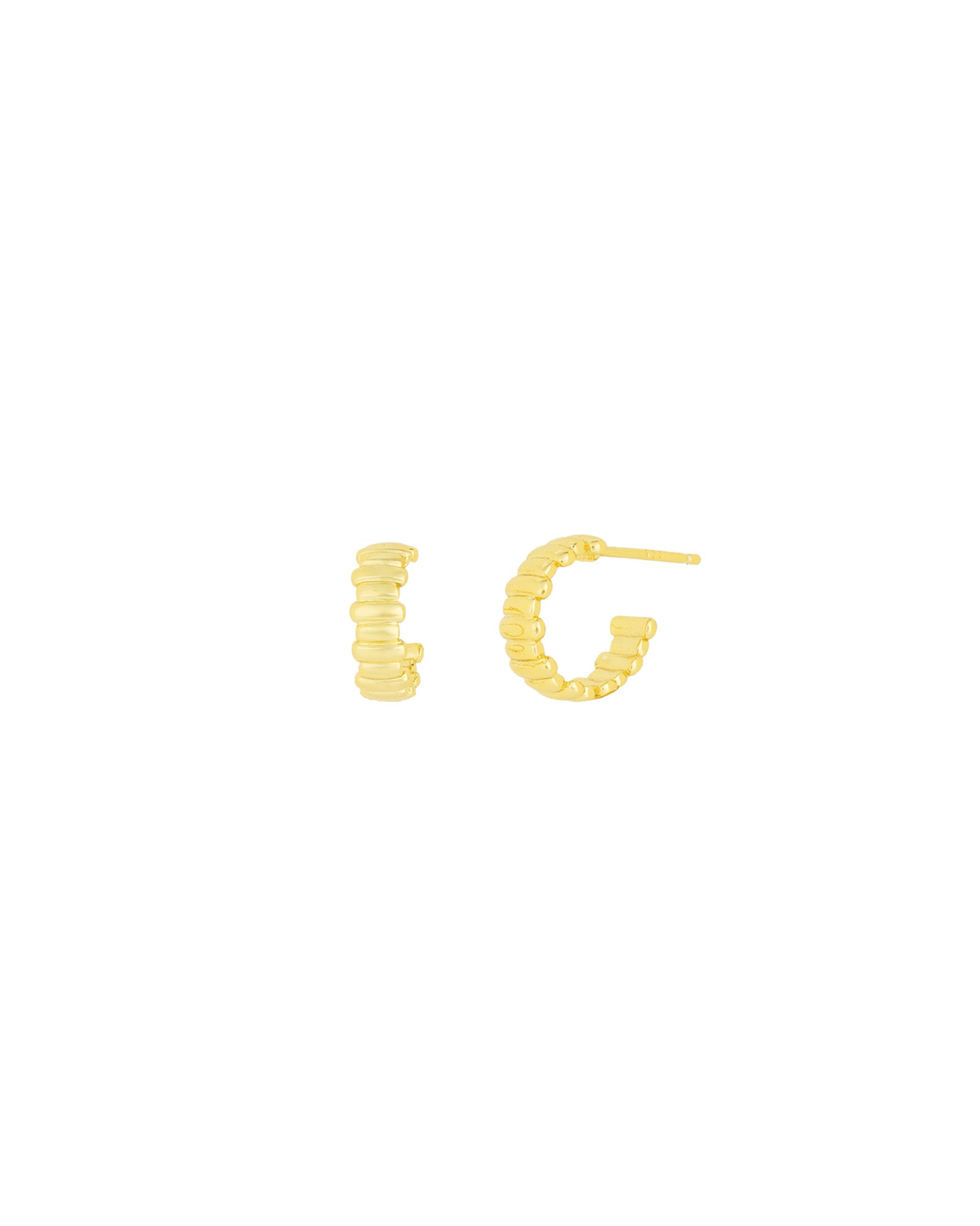 Quiet Icon-Mixed East-West Tube Hoop-Earrings-14k Gold Vermeil-Blue Ruby Jewellery-Vancouver Canada