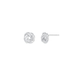 Quiet Icon-Twisted Knot Stud-Earrings-Rhodium Plated Sterling Silver-Blue Ruby Jewellery-Vancouver Canada