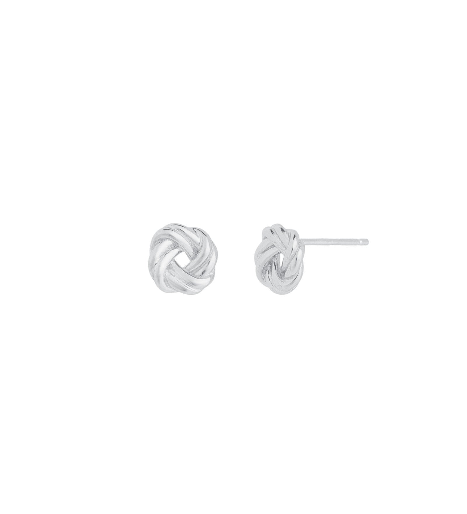 Quiet Icon-Twisted Knot Stud-Earrings-Rhodium Plated Sterling Silver-Blue Ruby Jewellery-Vancouver Canada