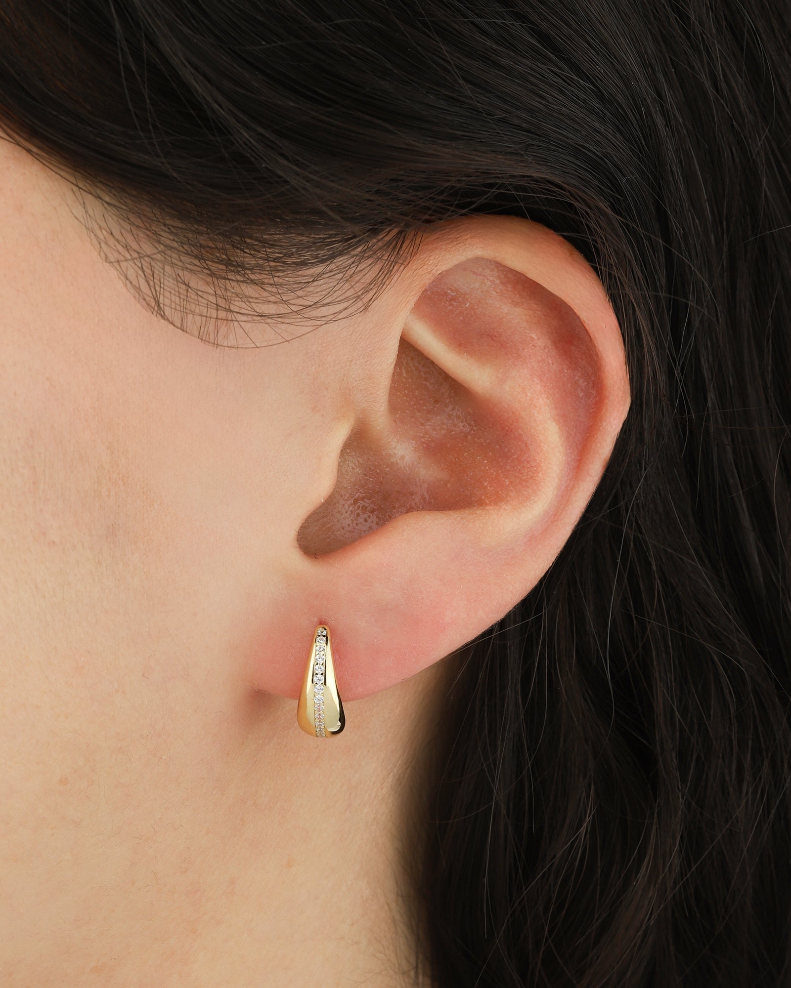 Quiet Icon-CZ Tapered Huggies-Earrings-Blue Ruby Jewellery-Vancouver Canada